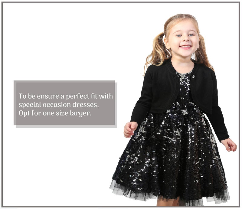 Lilax Baby Girls' Knit Long Sleeve Button Closure Bolero Cardigan Shrug 9-12 Months Black - Image 3
